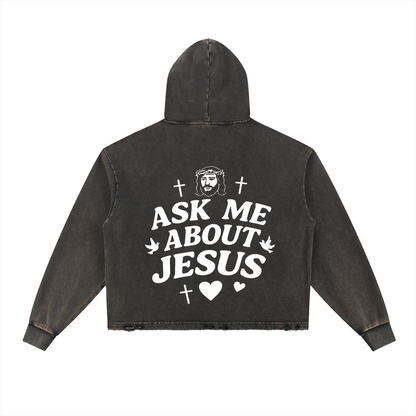 ASK ME ABOUT JESUS VINTAGE HOODIE