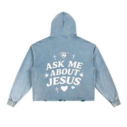 ASK ME ABOUT JESUS VINTAGE HOODIE
