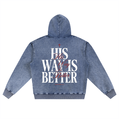 HIS WAY IS BETTER OVERSIZED ZIP-UP HOODIE