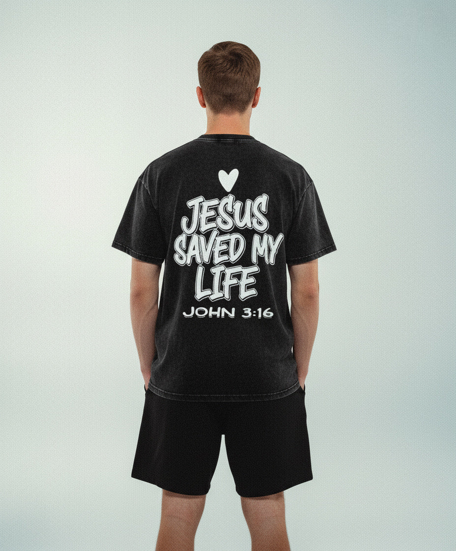 JESUS SAVED MY LIFE OVERSIZED T-SHIRT