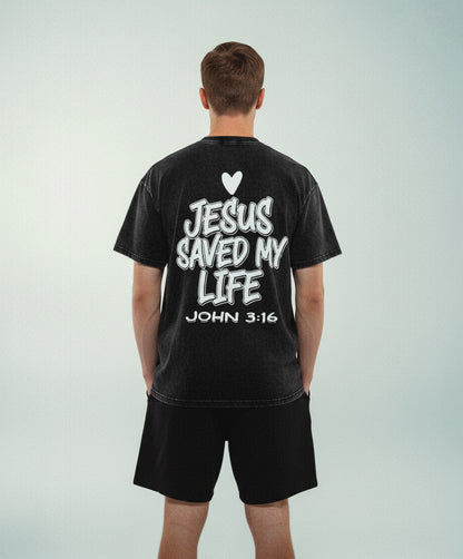 JESUS SAVED MY LIFE OVERSIZED T-SHIRT