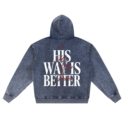 HIS WAY IS BETTER OVERSIZED ZIP-UP HOODIE